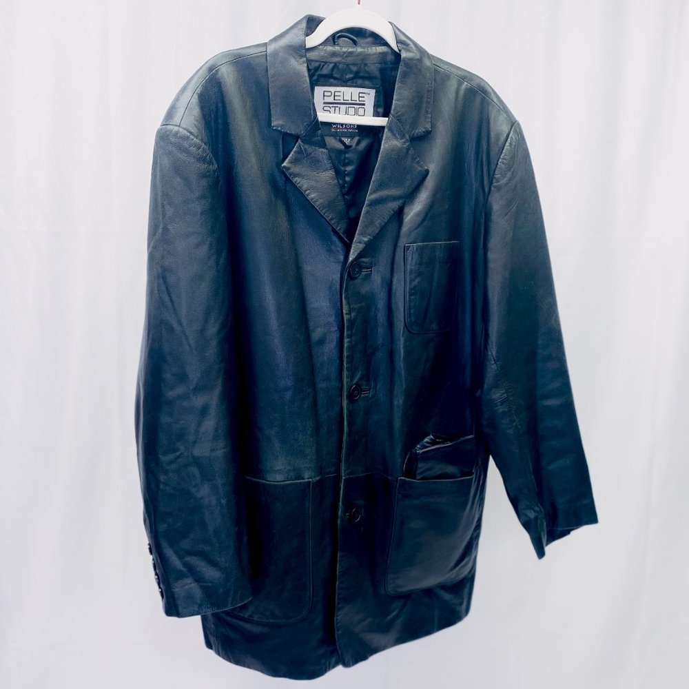 Vintage Pelle Studio Men's Leather Jacket Set W/ Jeff Cap Hat & Driving Gloves View 2